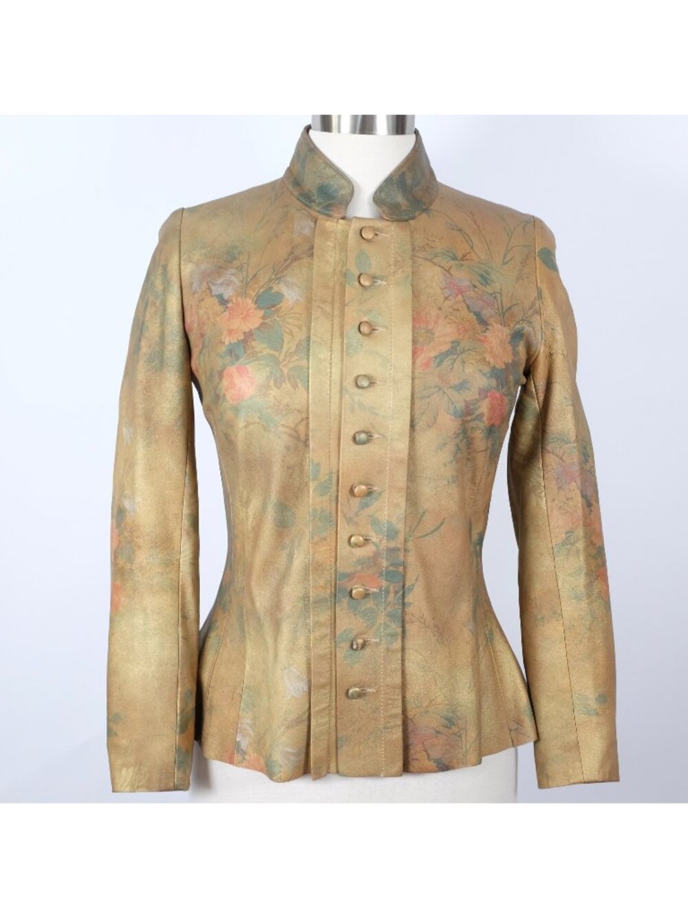 Ralph Lauren Purple Label Collection leather jacket sz 10 western Sp 2003 floral